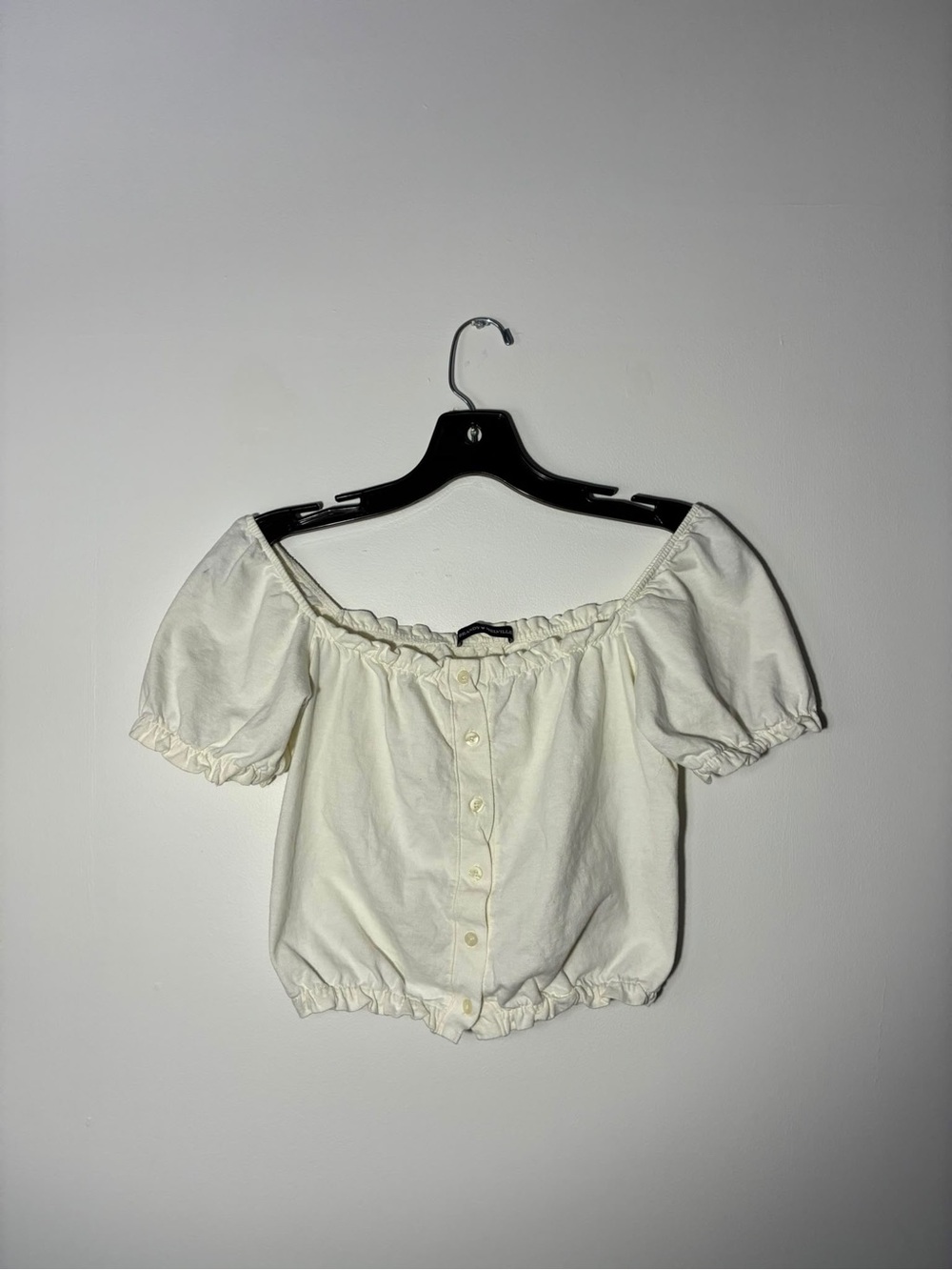 Brandy Melville White Off-Shoulder Puff Sleeve Milkmaid Crop Top